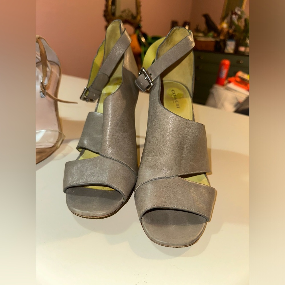Dark gray leather COACH heels, super cute worn on a few times.